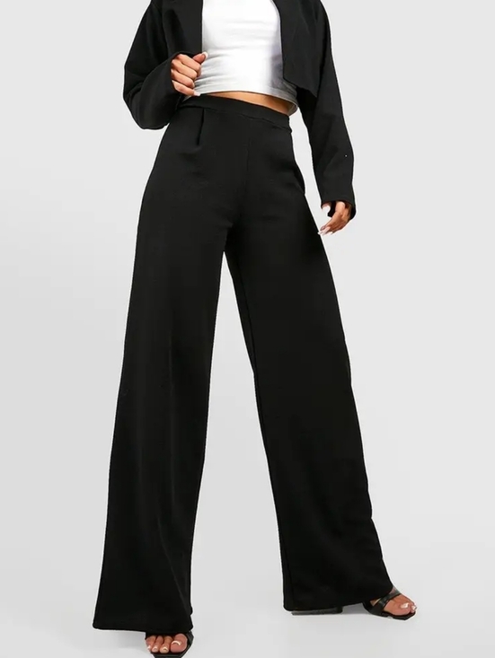 Boohoo Pants - NEW -Boohoo Black Wide-Leg High-Waist Trousers -10
